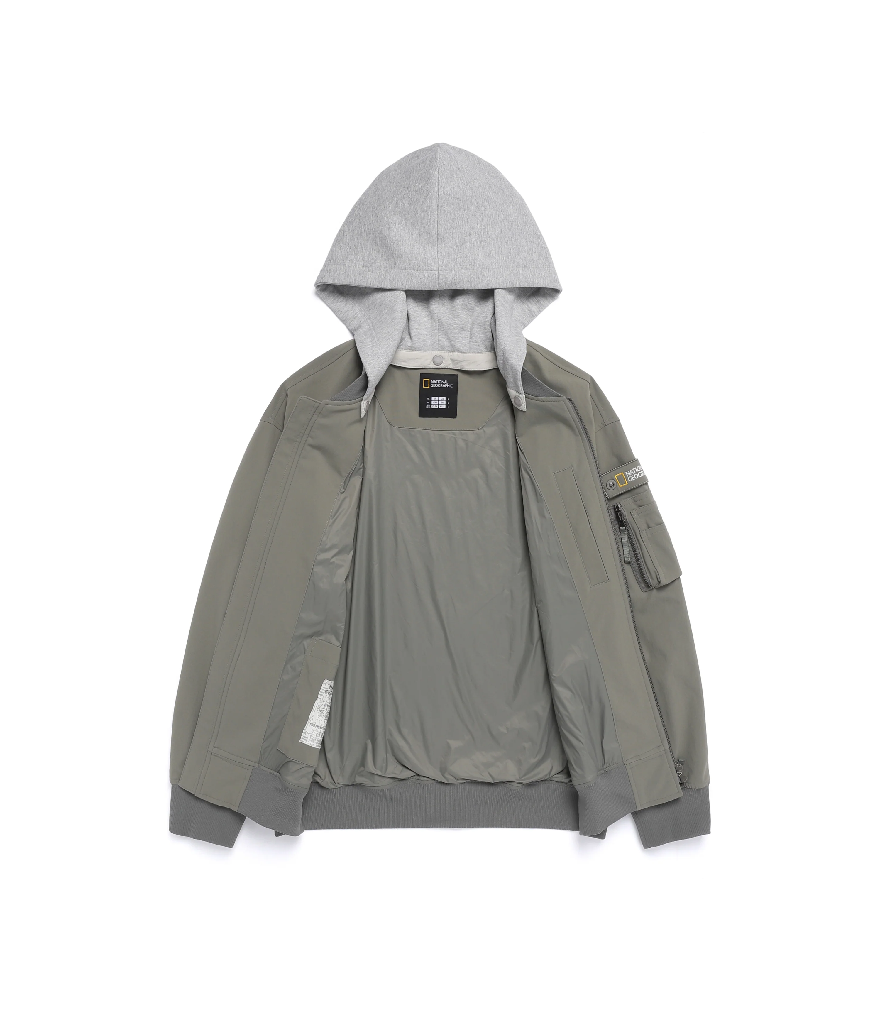 Men's LONTRA Detachable Hooded Jumper<br>G/KHAKI - Image 6