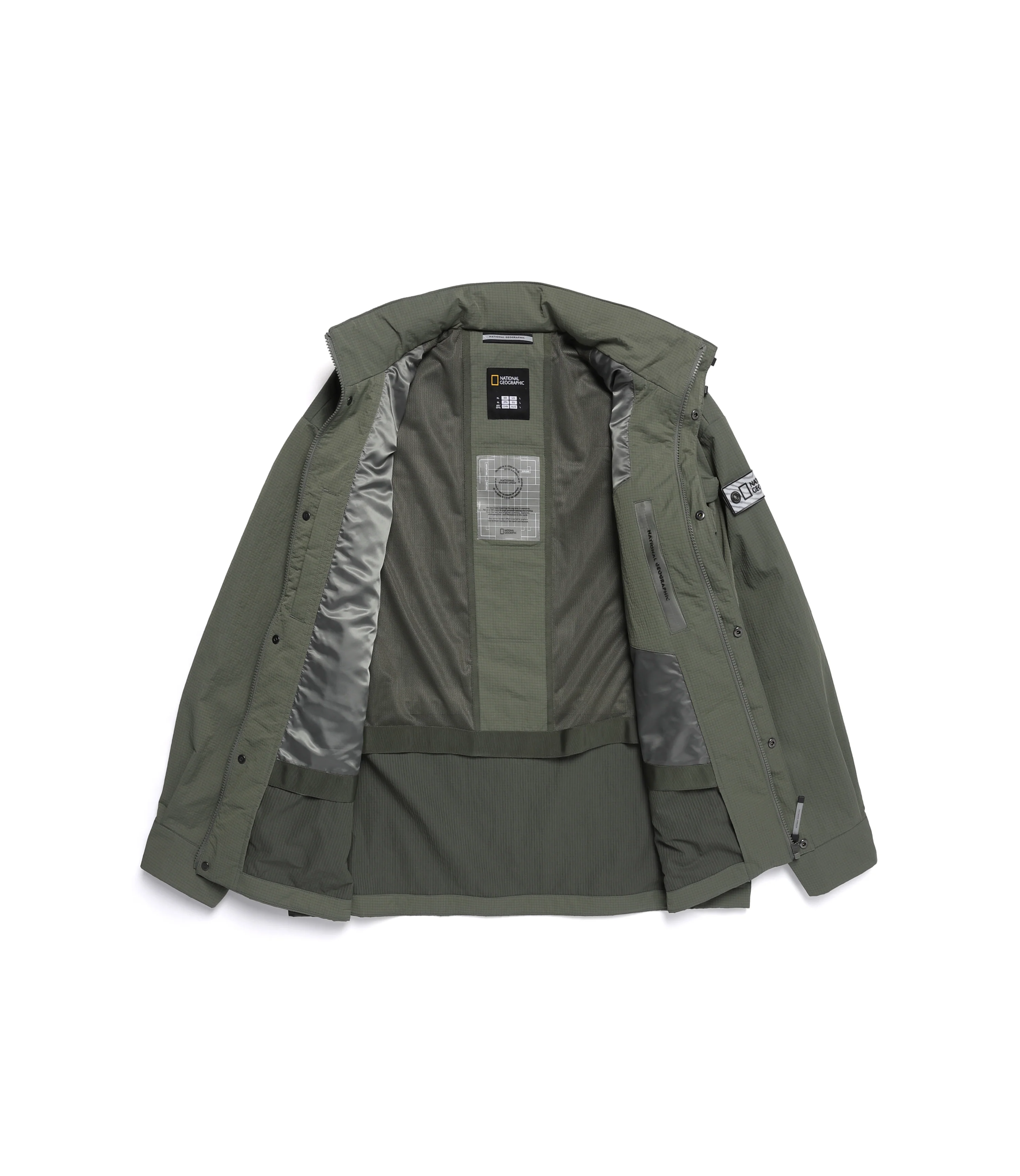 Men's NRN Multi Pocket Stand Neck Utility Jumper<br>KHAKI - Image 3
