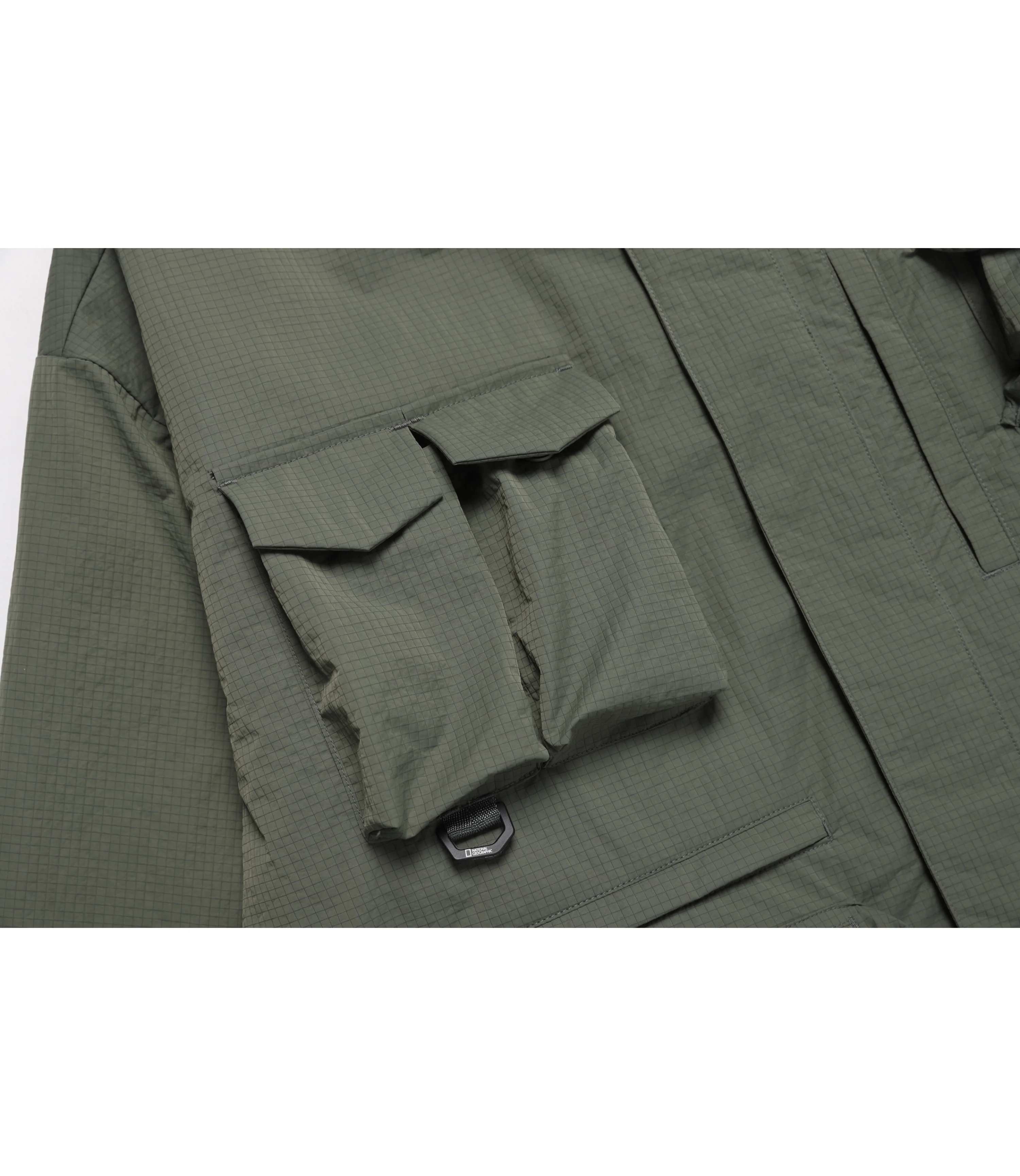 Men's NRN Multi Pocket Stand Neck Utility Jumper<br>KHAKI - Image 5