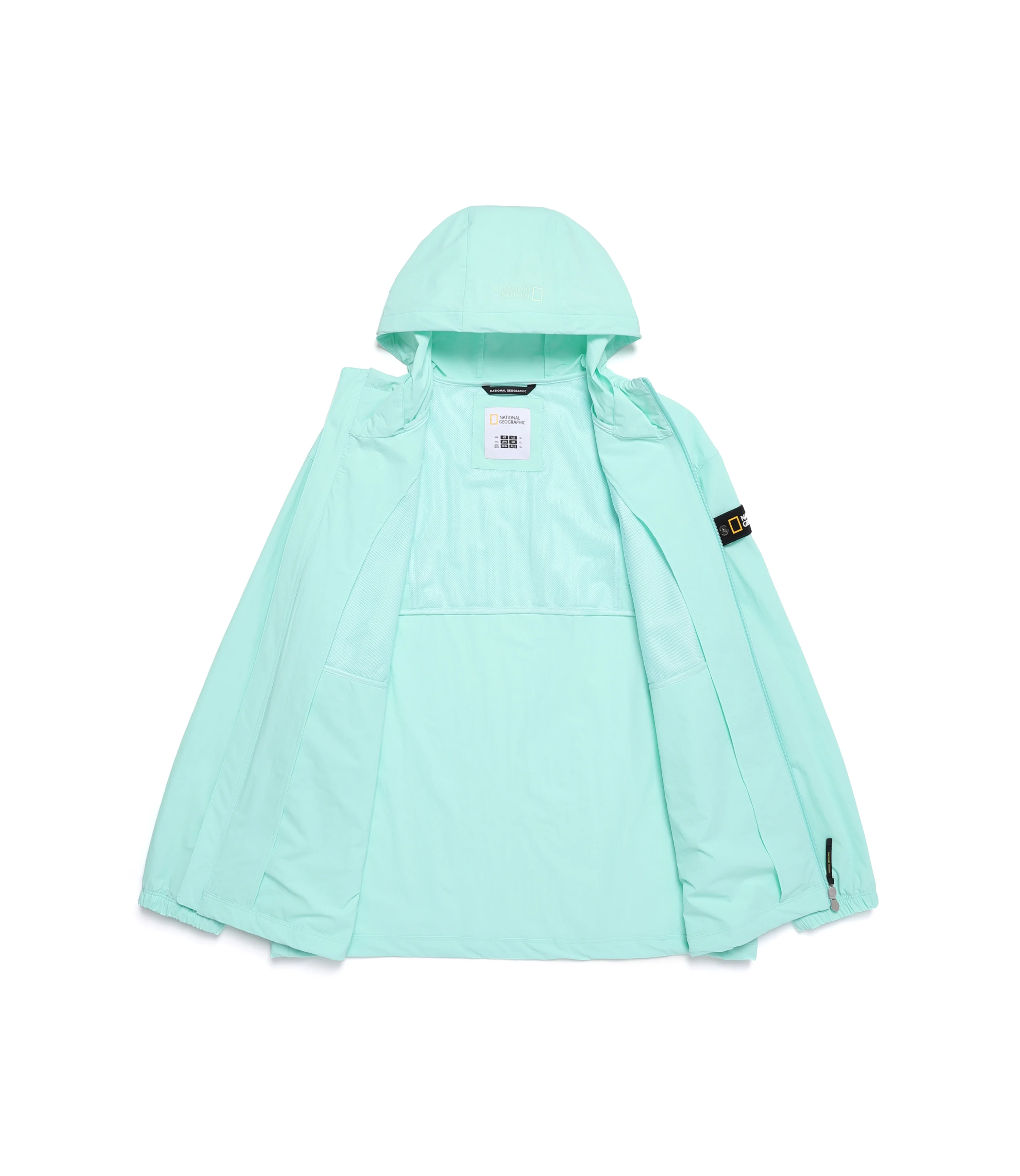 Unisex ADELIE Light Woven Stretch Full Zip-Up Hooded Jumper<br>MINT - Image 3