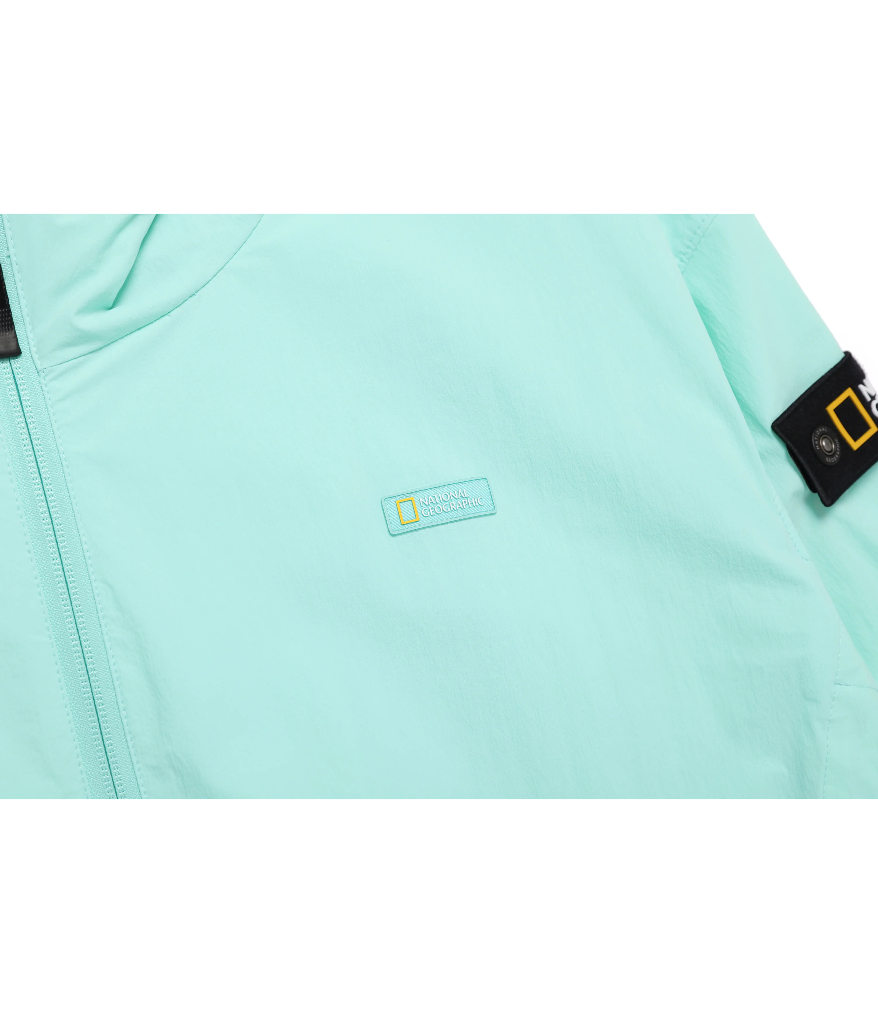Unisex ADELIE Light Woven Stretch Full Zip-Up Hooded Jumper<br>MINT - Image 5