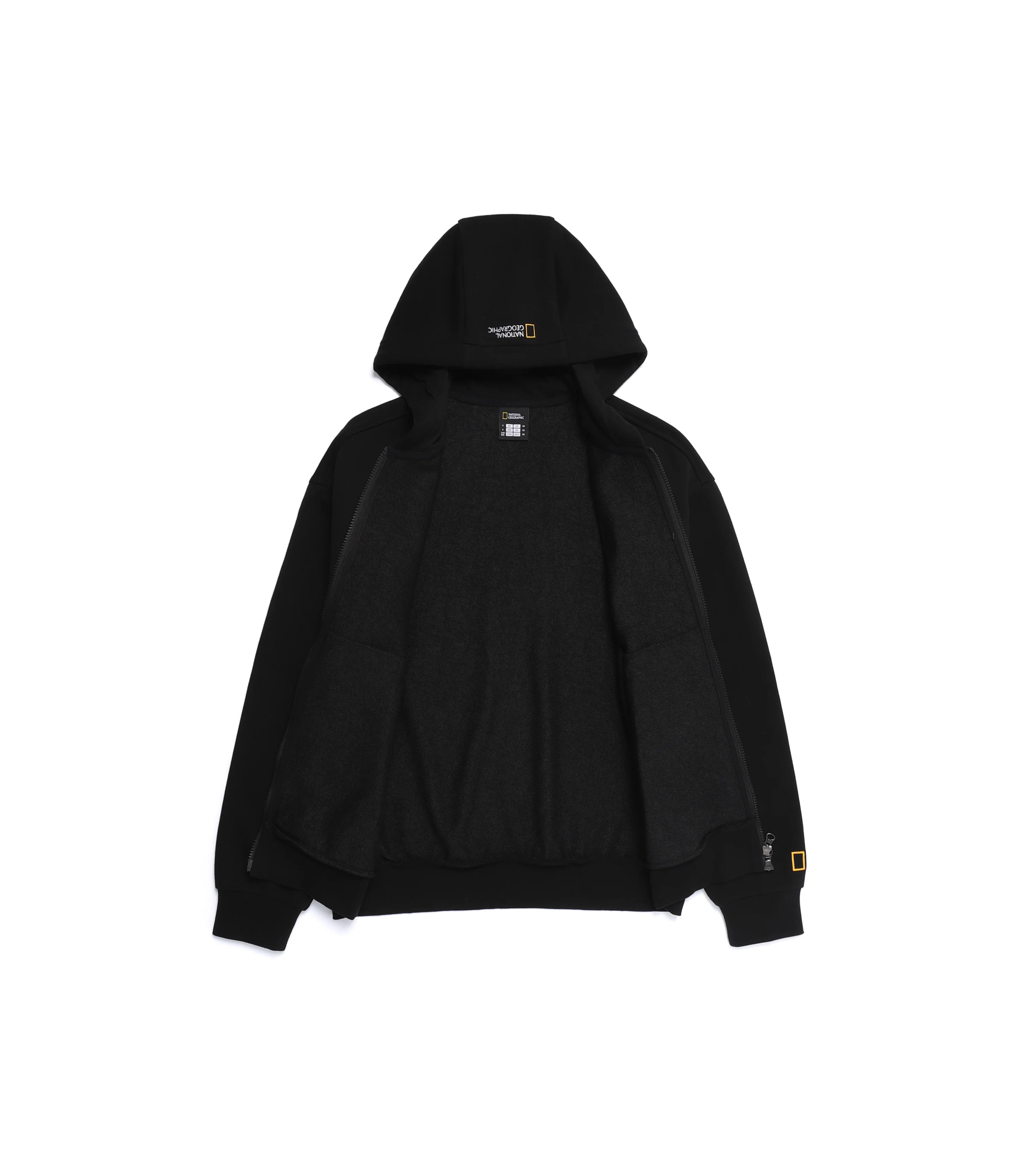 Unisex Animal Patch Full Zip-Up Hoodie<br>BLACK - Image 3