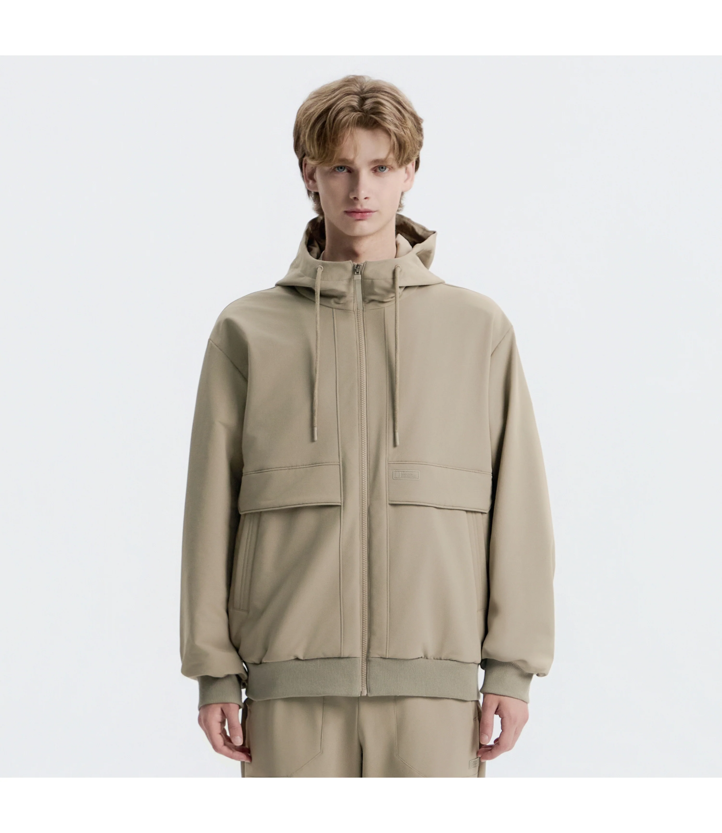 Unisex ARCHELON Double Warm Woven Zip-Up Hoodie<br>OAK BEIGE