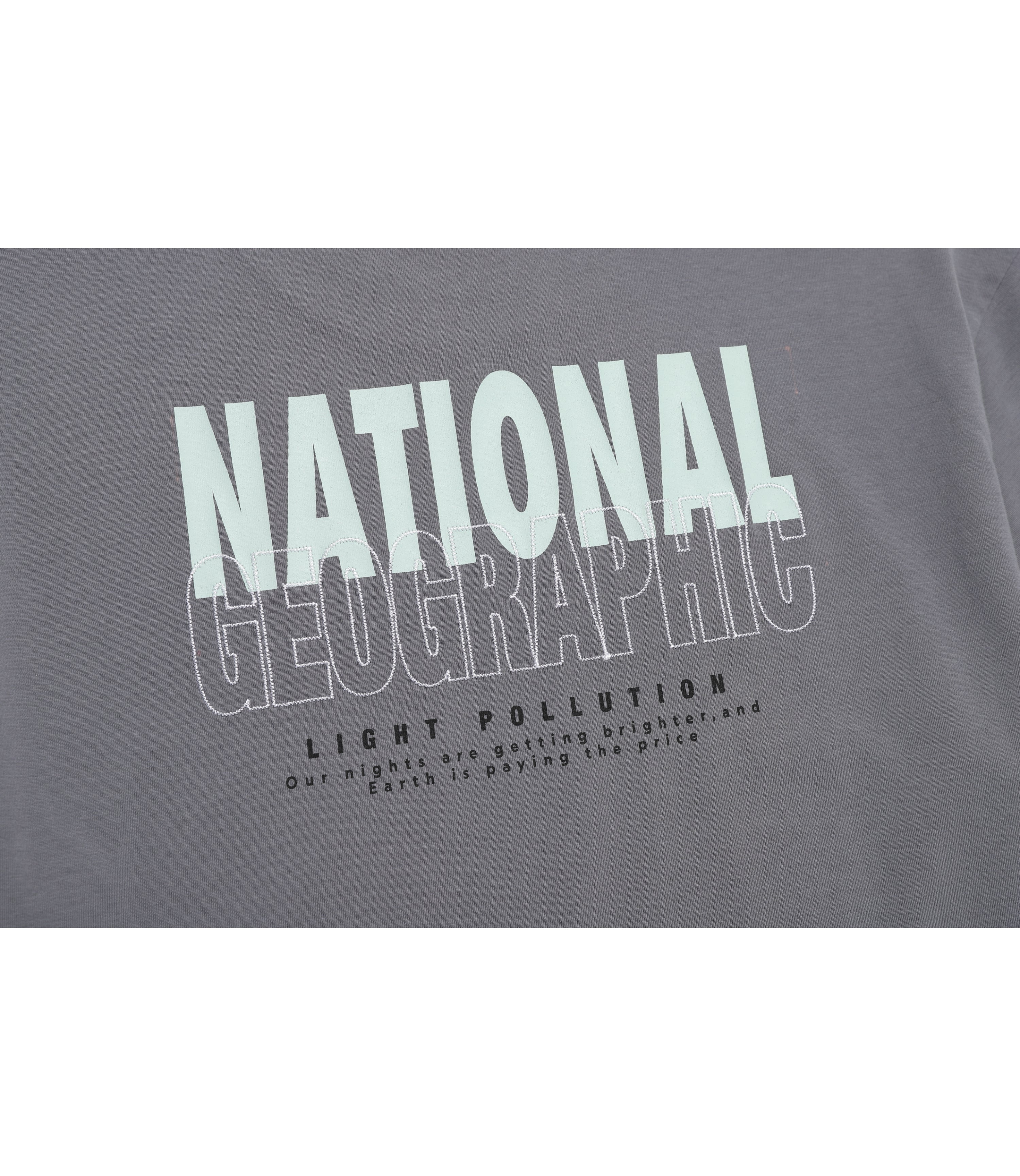 Unisex CASTOR COOLMAX ECO Lettering Graphic Short Sleeve Tee<br>STONE GREY - Image 7