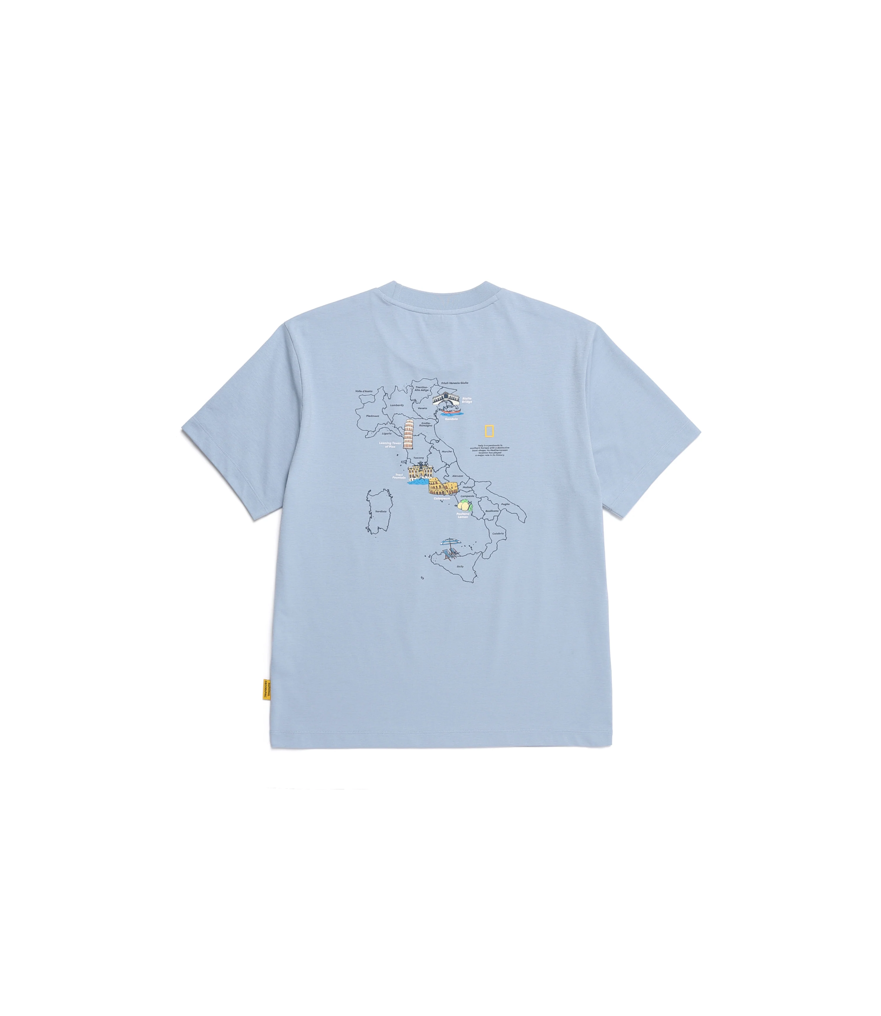 Unisex CROW Coolmax World Map Basic Fit Short Sleeve<br>STONE BLUE - Image 2