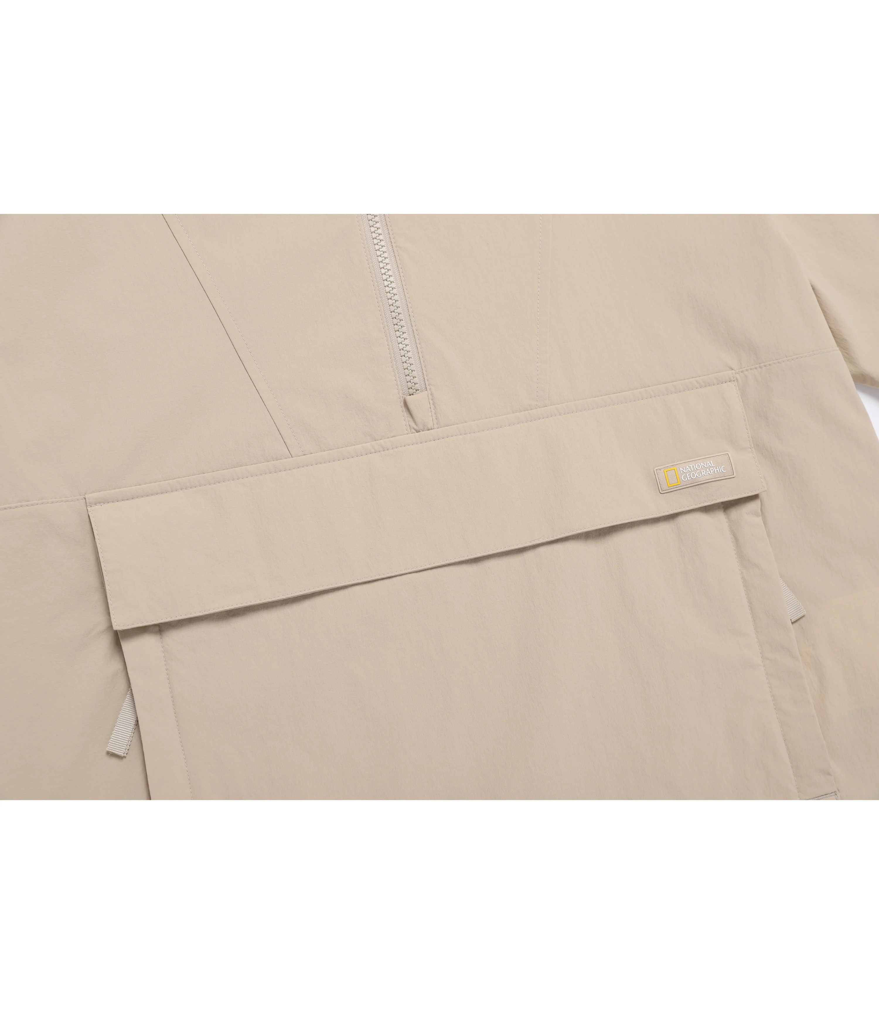 Unisex Freeze Stretch Semi-Overfit Hooded Anorak<br>L/BEIGE - Image 4