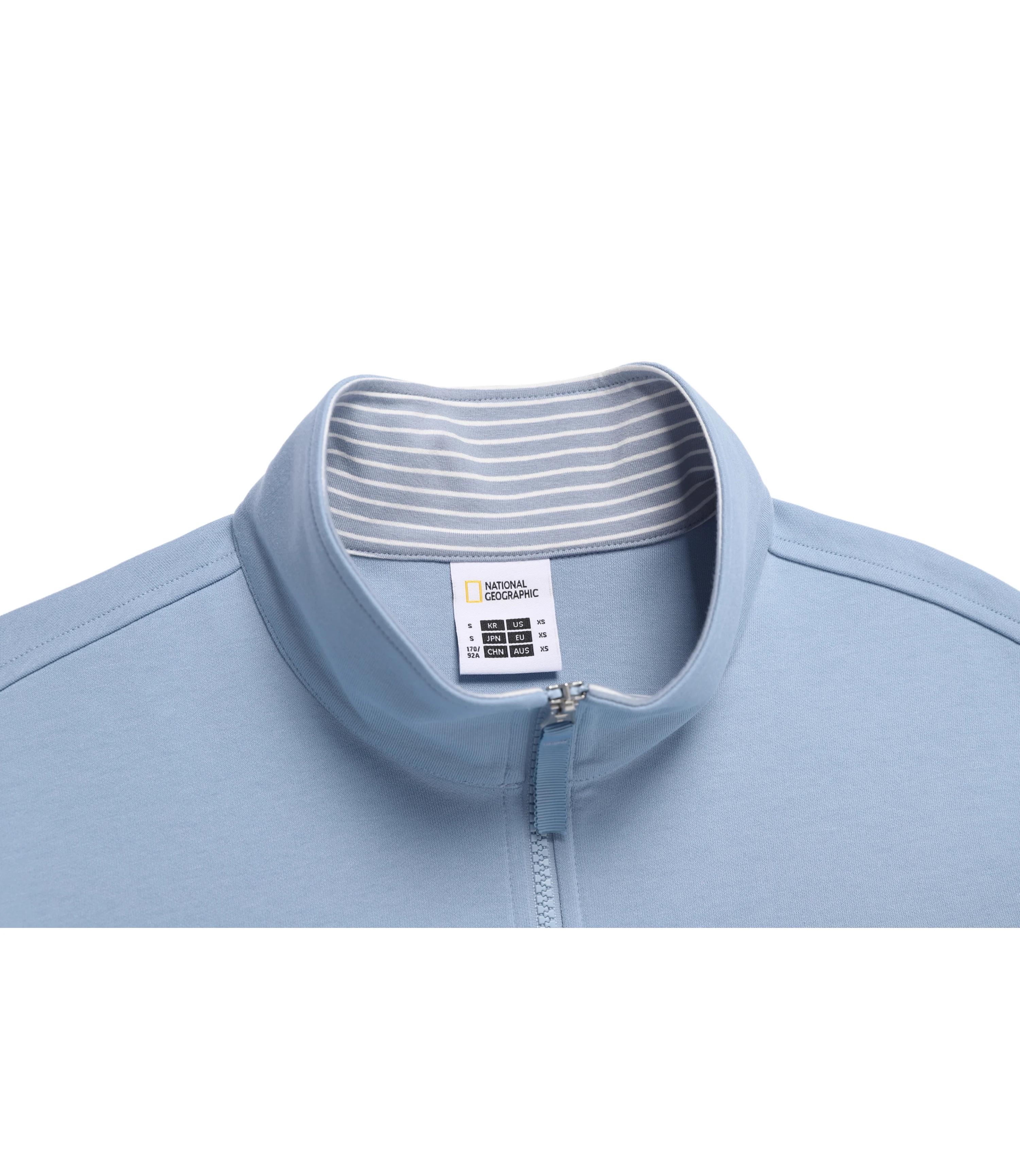 Unisex LONTRA Graphic Semi-Over Fit Half Zip-Up Sweatshirt<br>G/BLUE - Image 3