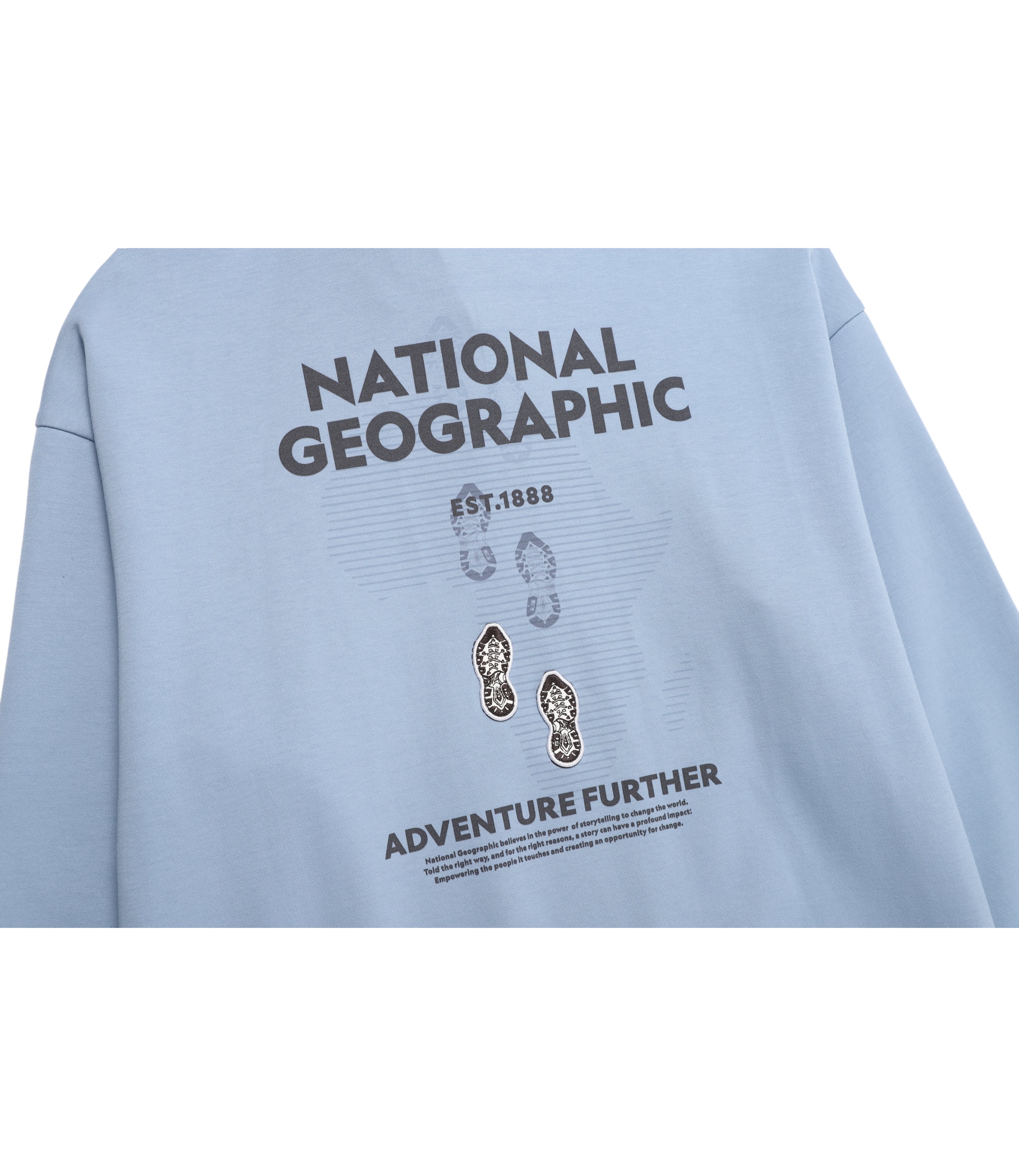 Unisex LONTRA Graphic Semi-Over Fit Half Zip-Up Sweatshirt<br>G/BLUE - Image 8