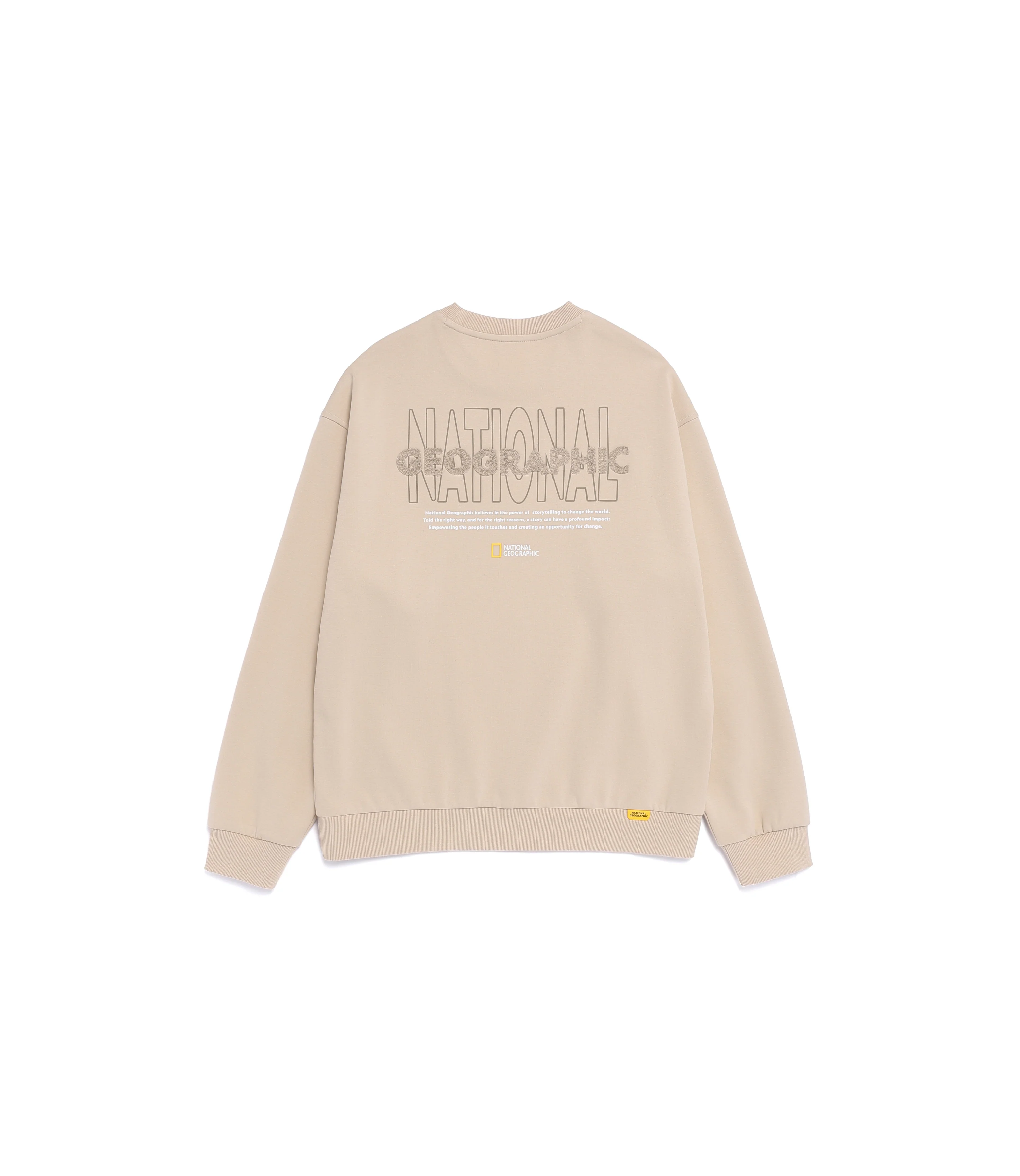 Unisex LONTRA Lettering Graphic Semi-Over Fit Sweatshirt<br>L/BEIGE - Image 2