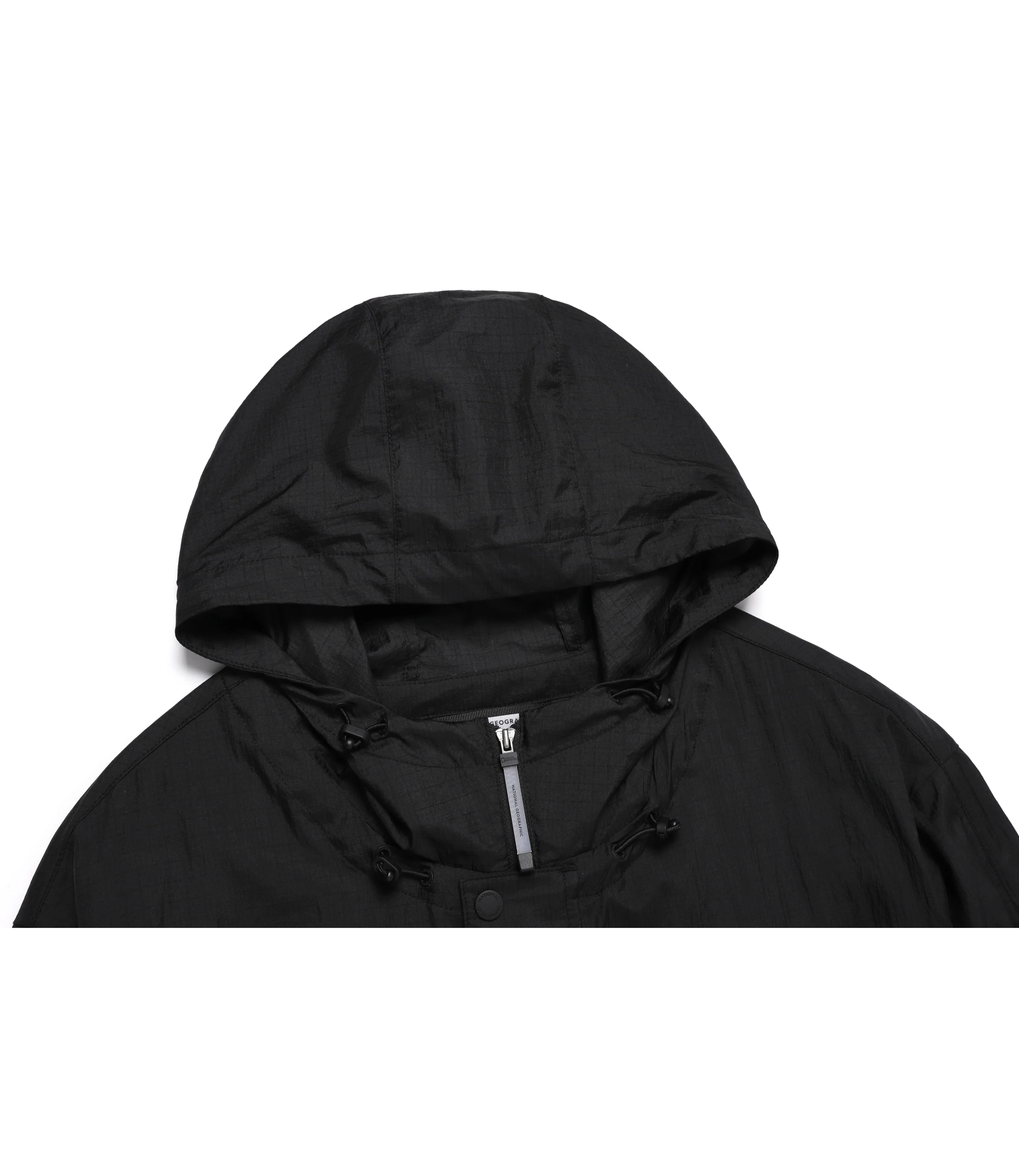 Unisex NRN Out Pocket Shirring Hoodie Anorak<br>CARBON BLACK - Image 3
