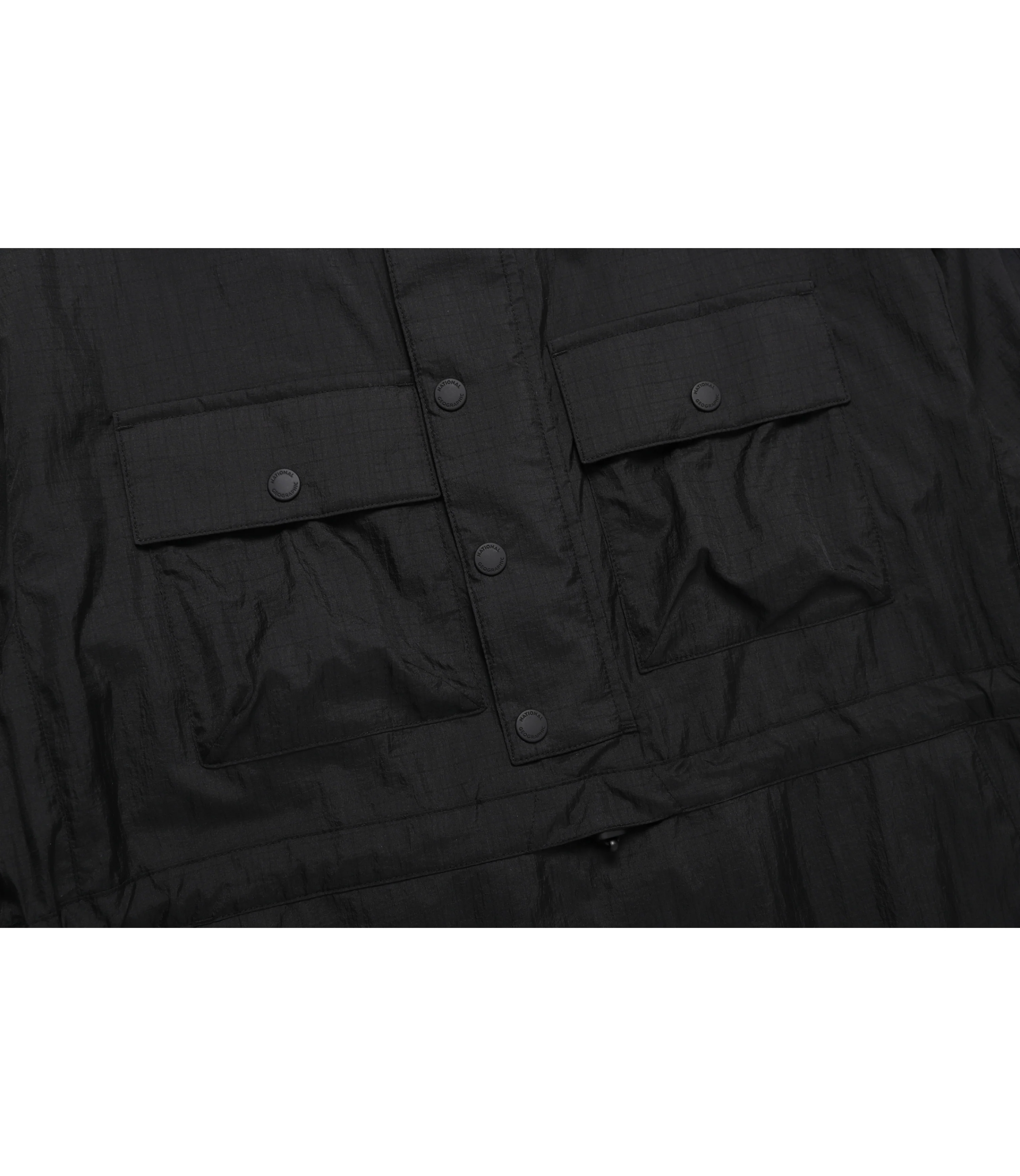 Unisex NRN Out Pocket Shirring Hoodie Anorak<br>CARBON BLACK - Image 4