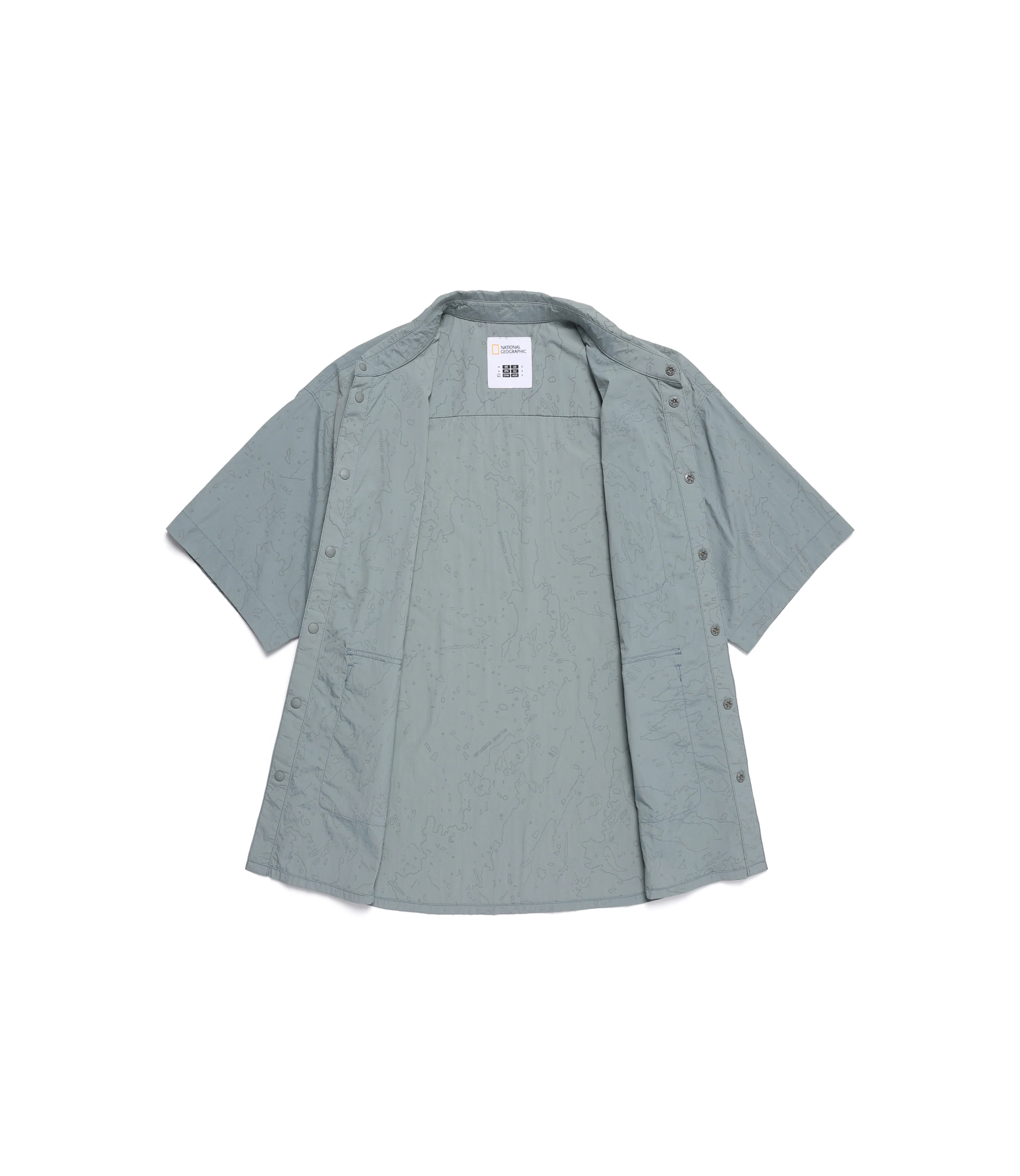 Unisex NRN Utility Allover Print Set Up Shirt<br>STONE GREY - Image 4