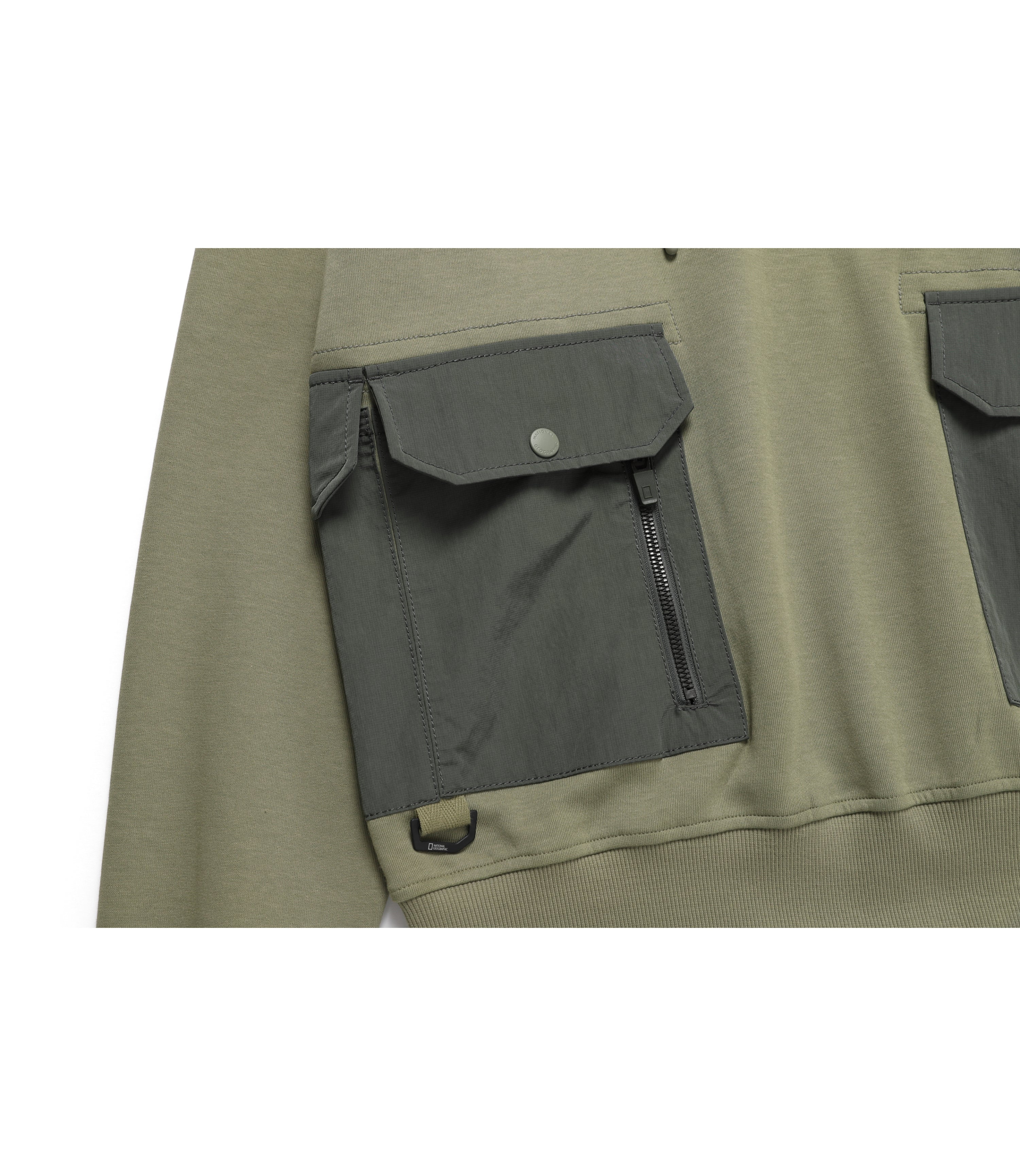 Unisex NRN Woven Matched Out-Pocket Hoodie<br>LICHEN KHAKI - Image 5