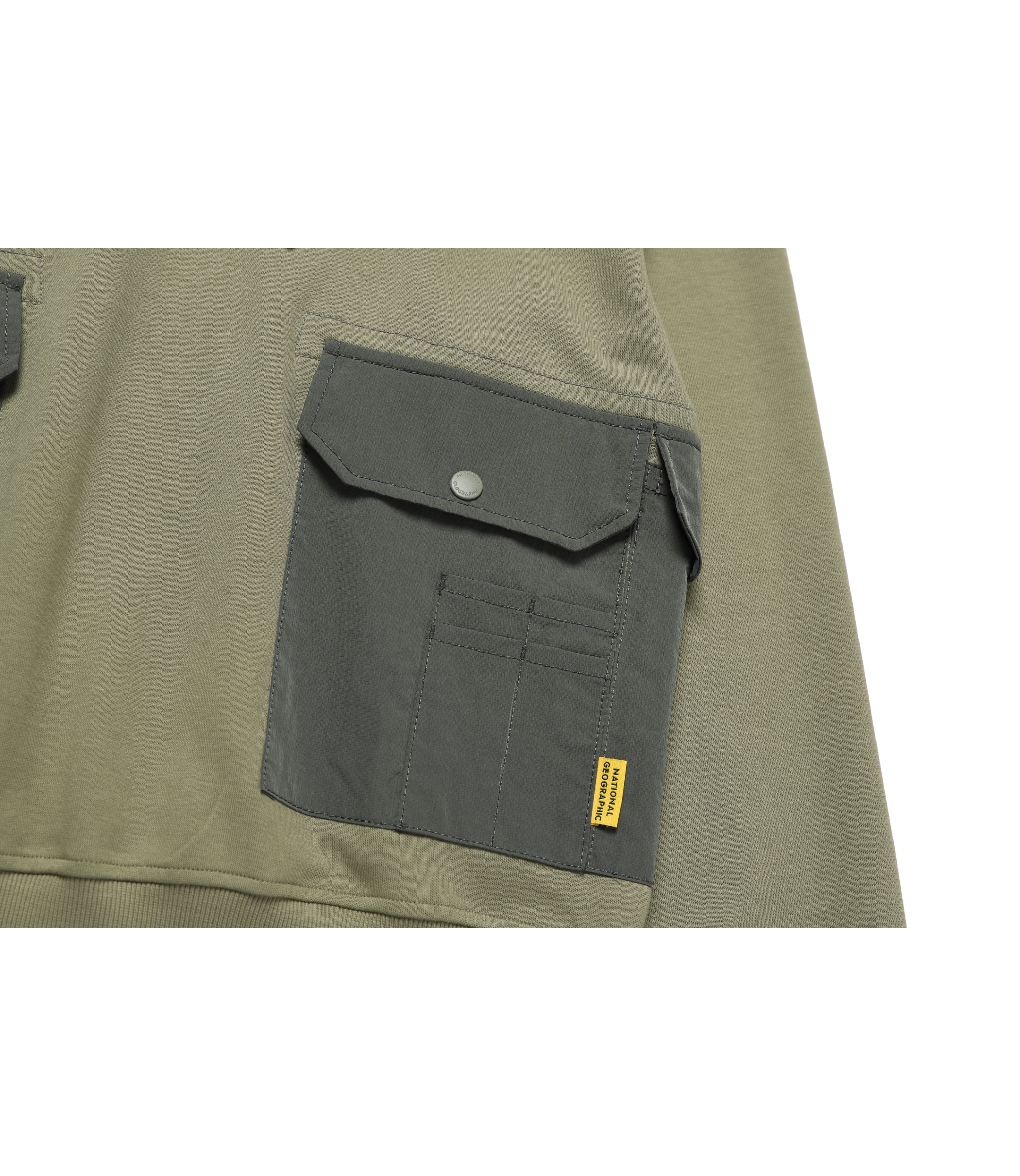 Unisex NRN Woven Matched Out-Pocket Hoodie<br>LICHEN KHAKI - Image 6