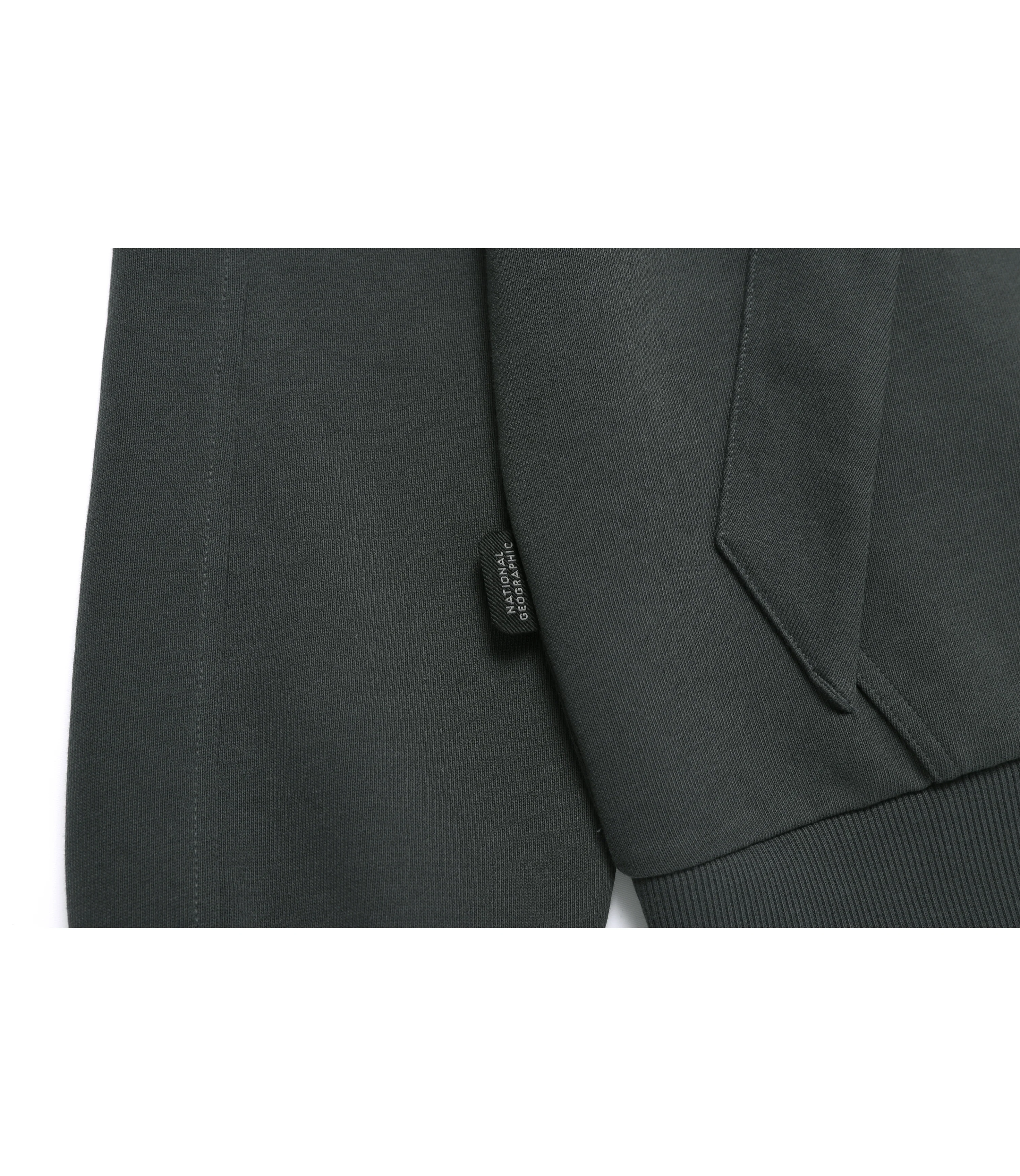 Unisex SOULION Sleeve Pocket Full Zip-Up Hoodie<br>GREY - Image 6