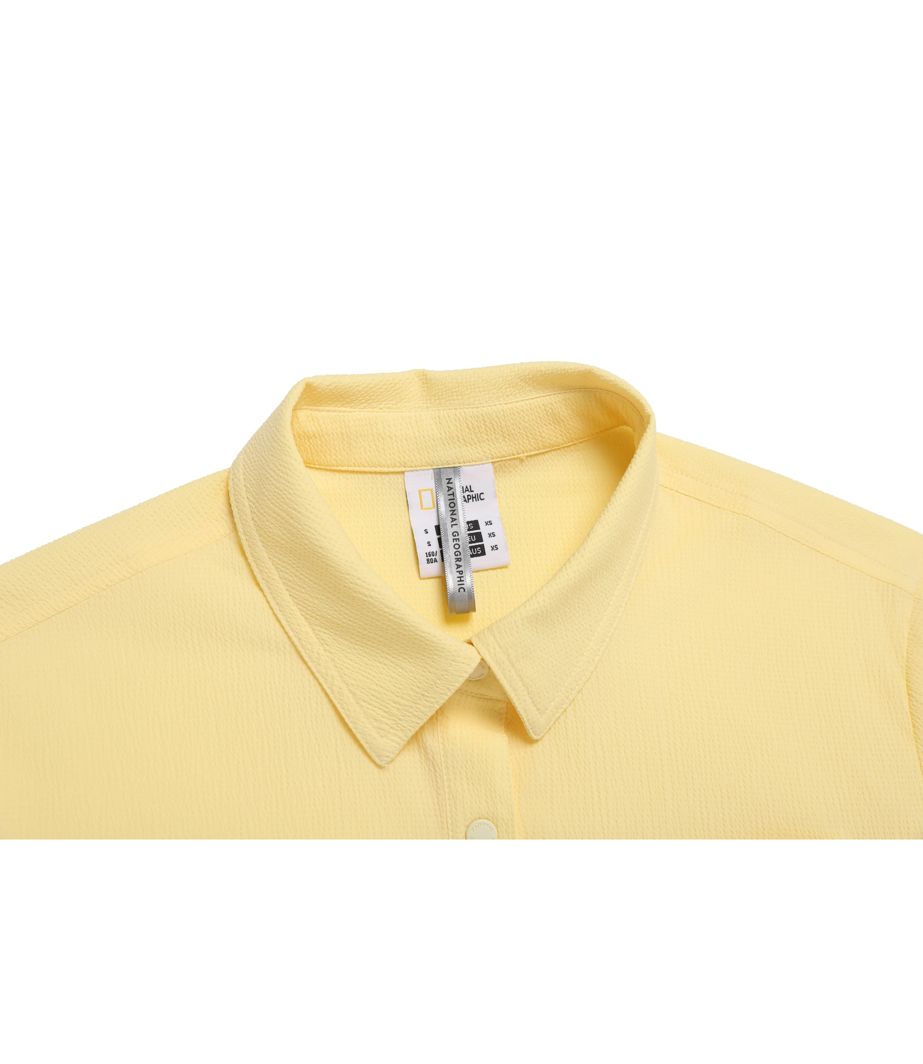 Women's Air Seersucker Semi-Overfit Short Sleeve Shirt<br>PALE YELLOW - Image 5