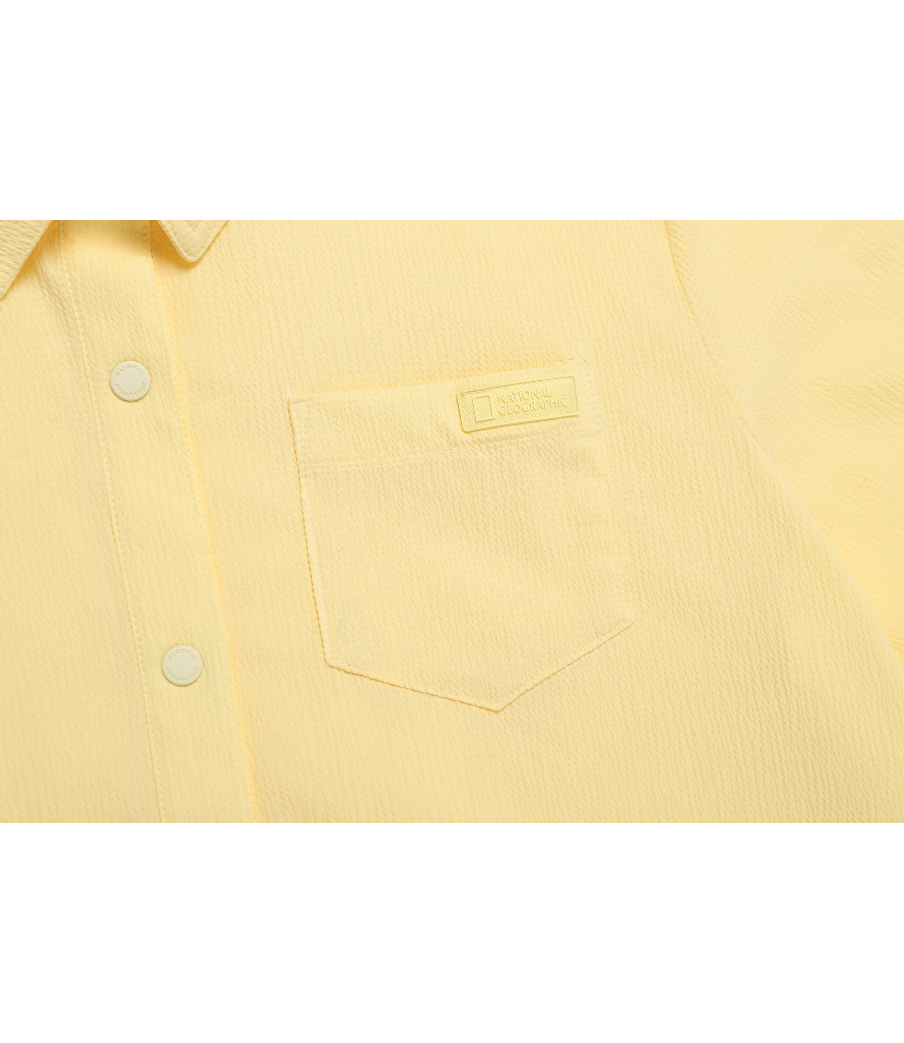 Women's Air Seersucker Semi-Overfit Short Sleeve Shirt<br>PALE YELLOW - Image 6